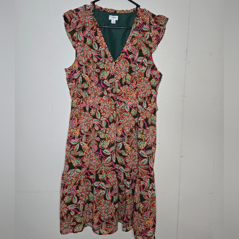 J.Crew Floral Sleeveless Dress-Size 12 -100% Polyester - Picture 3 of 8